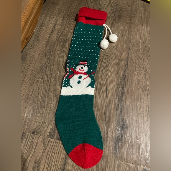 Vintage Christmas Handmade Knit Snowman Sweater Stocking - Picture 6 of 6